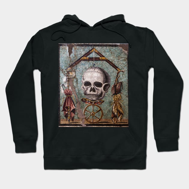 POMPEII COLLECTION / MEMENTO MORI, SKULL ,BUTTERFLY AND WHEEL OF FORTUNE Hoodie by BulganLumini